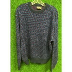 Vintage Reed St. James Sweater Made USA Blue & Black Wool Blend Size XXL Mens